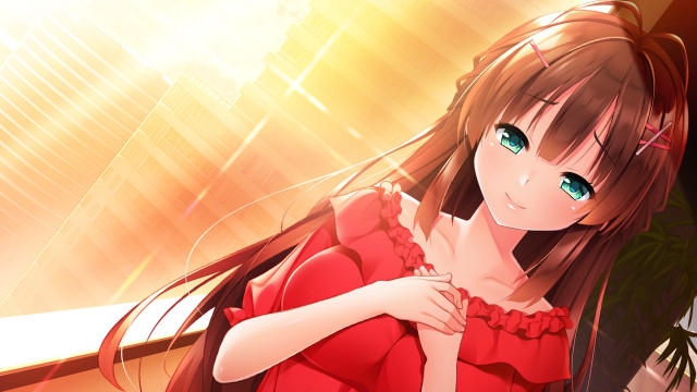 Red dress woman plant light free wallpaper - medium preview image