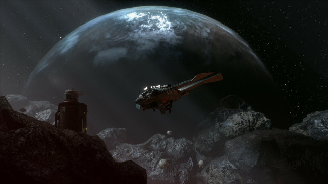 Space station rocky area distant free wallpaper - medium preview image