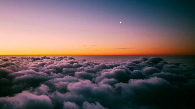 Sunset clouds moon horizon beach free wallpaper - medium preview image
