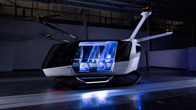 White black helicopter blue light free wallpaper - medium preview image