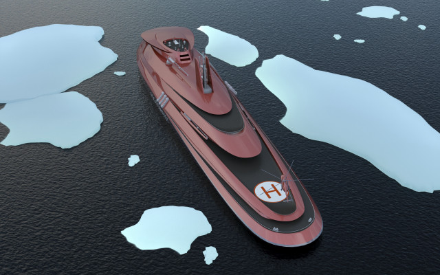 Red boat water ice snow free wallpaper - medium preview image