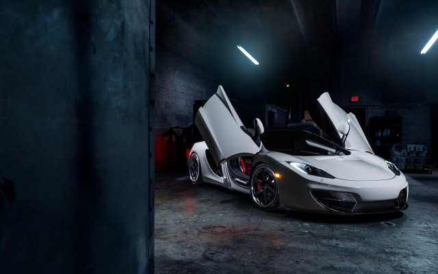 White sports car garage open #4 free wallpaper - medium preview image