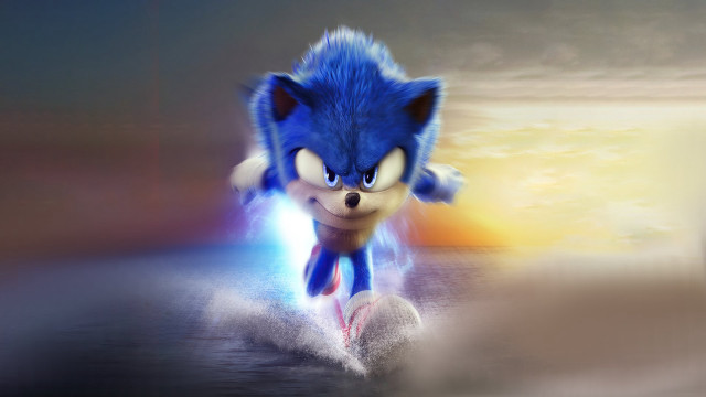 Blue sonic riding surfboard ocean free wallpaper - medium preview image