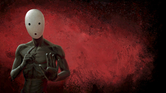 Creepy man white mask red free wallpaper - medium preview image