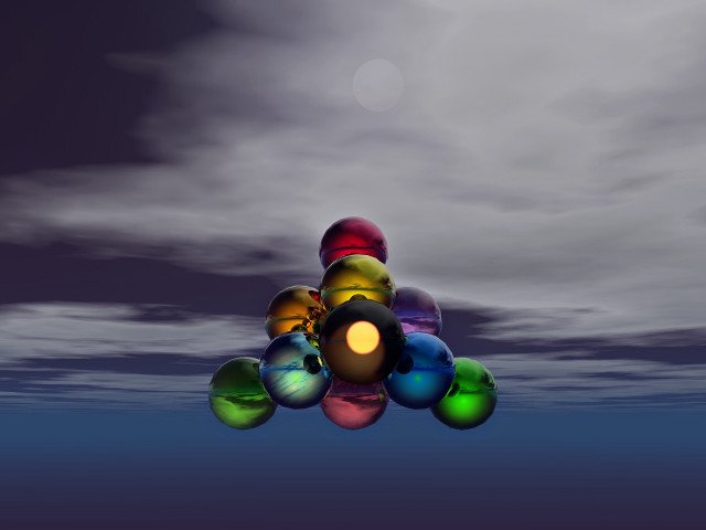 Floating balls cloudy day full free wallpaper - medium preview image