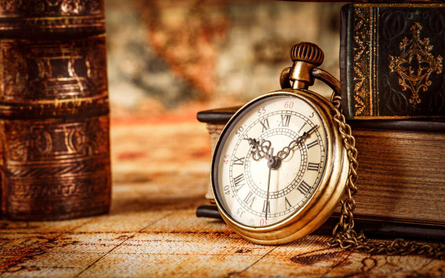 Pocketwatch table books bookend steampunk free wallpaper - medium preview image