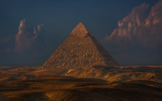 Desert pyramid clouds figure artist free wallpaper - medium preview image