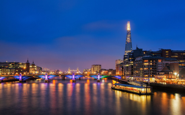 City skyline bridge river night #25 free wallpaper - medium preview image