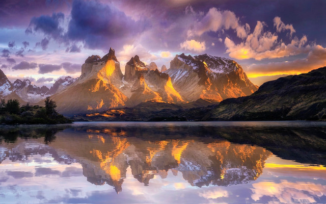 Mountain range lake sunset clouds #2 free wallpaper - medium preview image
