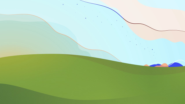 Green hill blue sky red free wallpaper - medium preview image