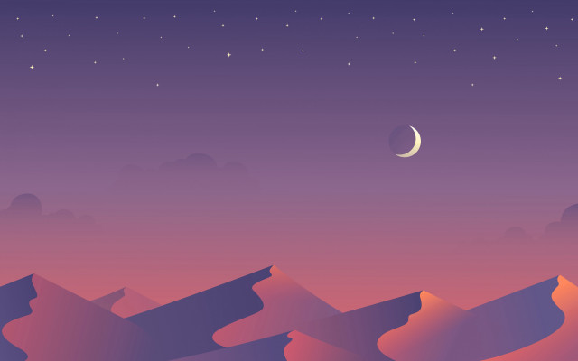 Night crescent stars desert minimalist free wallpaper - medium preview image
