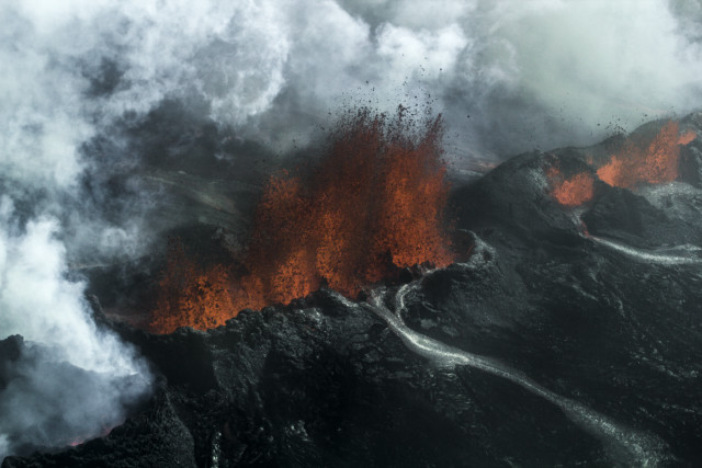 Lava flow mountain clouds sky free wallpaper - medium preview image
