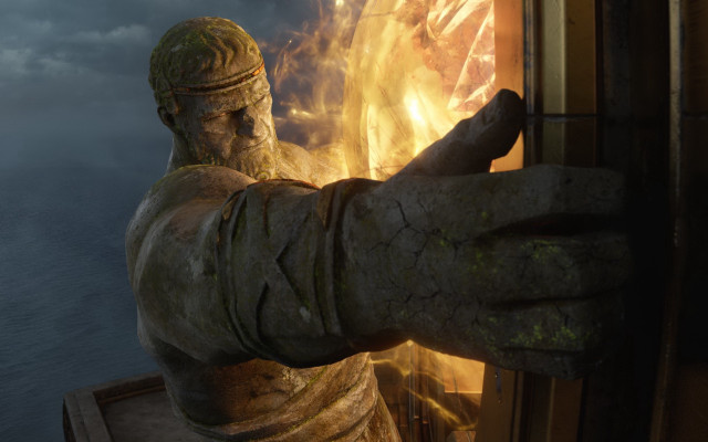 Fireholder statue sky water symbolism free wallpaper - medium preview image