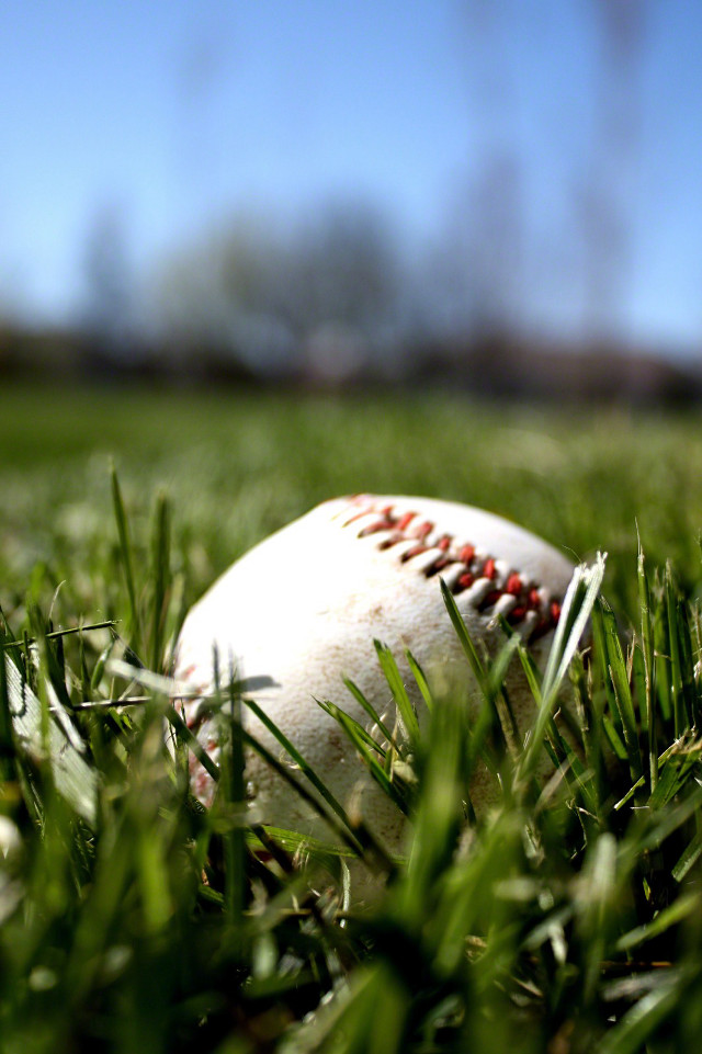 Baseball grass blue sky clouds free wallpaper - medium preview image