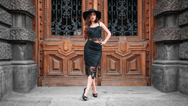 Woman dress hat door iron free wallpaper - medium preview image