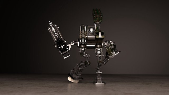 Robot table gun black background free wallpaper - medium preview image