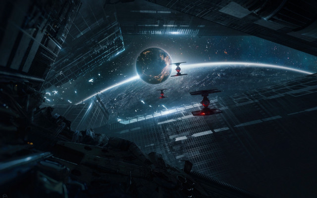 Sci fi space art cityscape free wallpaper - medium preview image