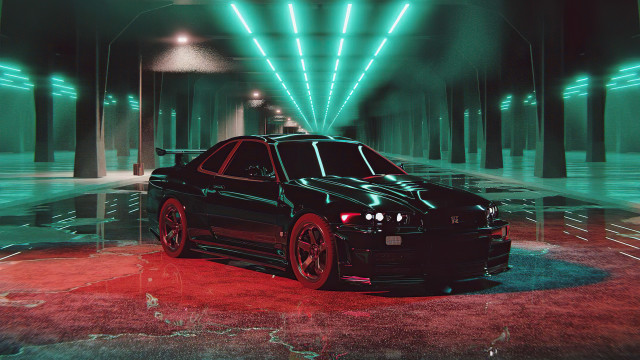 Car darkroom greenlights redcarpet photorealism free wallpaper - medium preview image