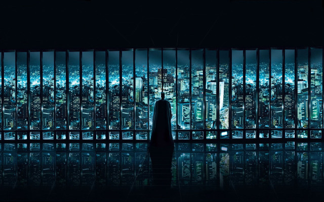 Person window city night skyline free wallpaper - medium preview image