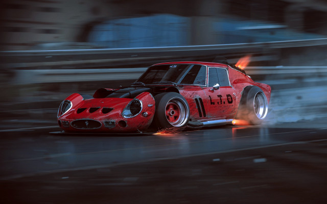 Red race car flames rain free wallpaper - medium preview image