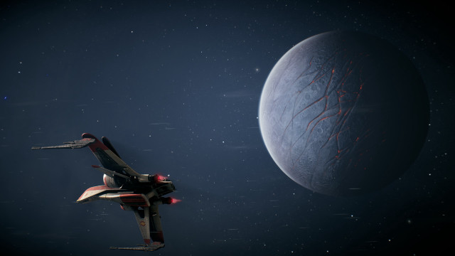 Space ship passing large object free wallpaper - medium preview image