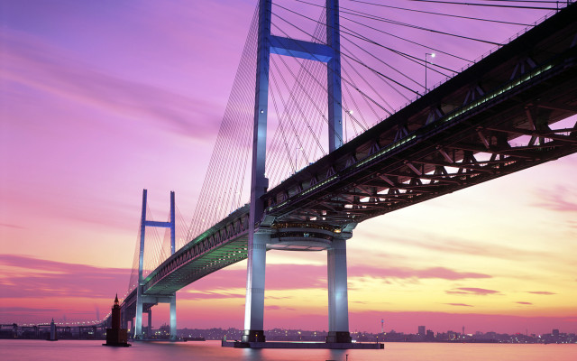 Bridge water purple sky background #8 free wallpaper - medium preview image
