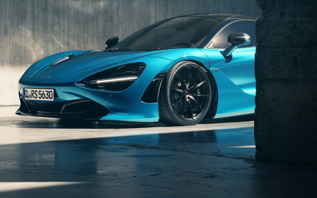 Blue sports car garage cement free wallpaper - medium preview image