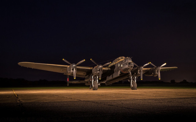 Large airplane runway night lights free wallpaper - medium preview image