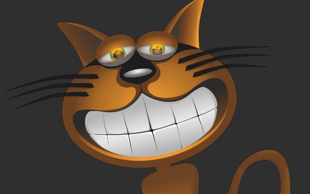 Cartoon cat big smile yellow free wallpaper - medium preview image