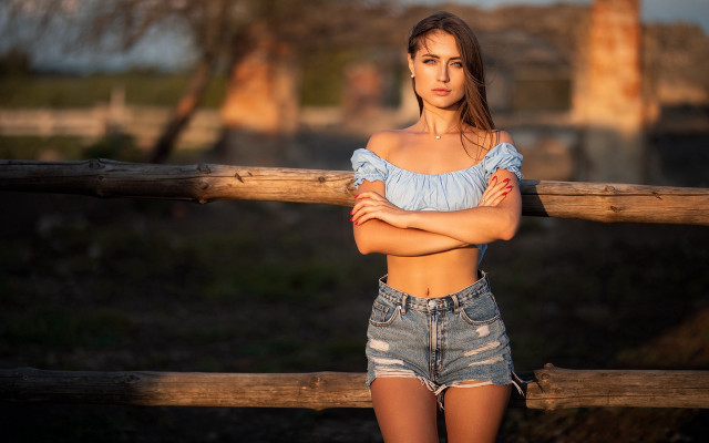 Elina karimova fence portrait aestheticism free wallpaper - medium preview image