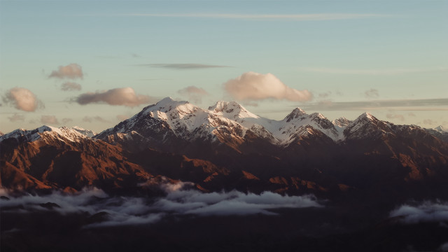 Mountain range clouds city sunset free wallpaper - medium preview image