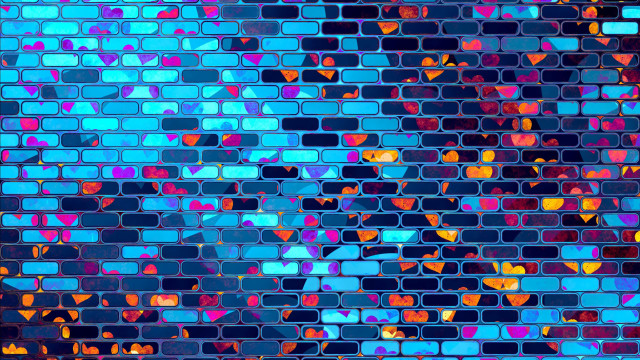 Blue brick hearts sky mosaic free wallpaper - medium preview image