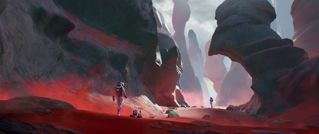 Desert man red sky rock free wallpaper - medium preview image