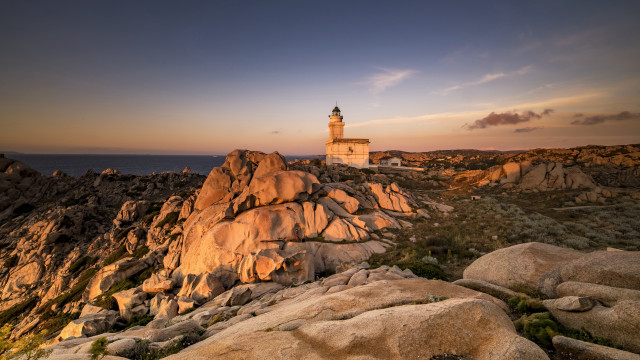 Lighthouse rocky cliff sunset ocean #4 free wallpaper - medium preview image