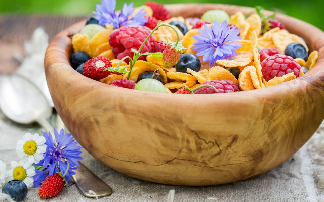 Bowl of fruit and flowers free wallpaper - medium preview image
