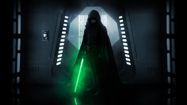 Dark room green saber holography free wallpaper - medium preview image