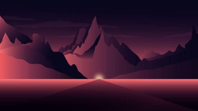 Mountain landscape sunset purple sky free wallpaper - medium preview image