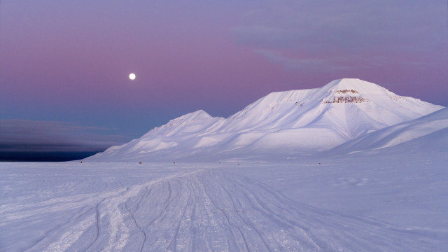 Snow mountain fullmoon trail matte free wallpaper - medium preview image
