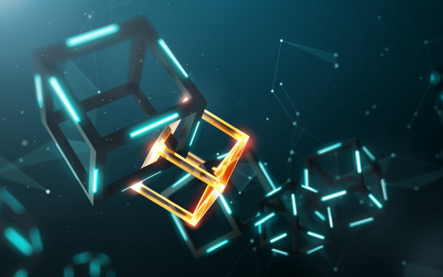 Neon cube 3d planet starry free wallpaper - medium preview image