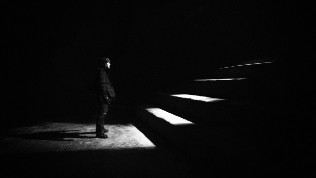 Man shadow dark cinematic blackandwhite free wallpaper - medium preview image