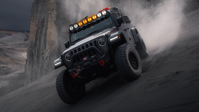 Jeep rocky road fog cliff free wallpaper - medium preview image