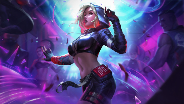 Futuristic woman blue light glowing free wallpaper - medium preview image