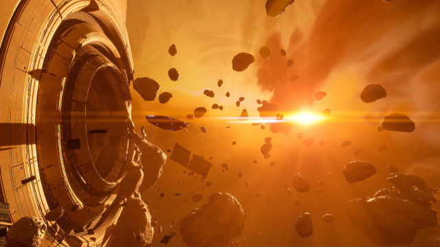 Space station rocks planets bright free wallpaper - medium preview image