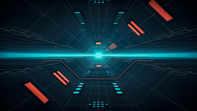Futuristic neon tunnel blue red free wallpaper - medium preview image