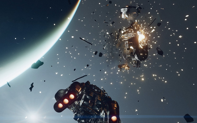 Space station debris aurora moon #2 free wallpaper - medium preview image