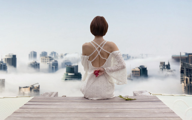 Woman dock city flower pearl free wallpaper - medium preview image