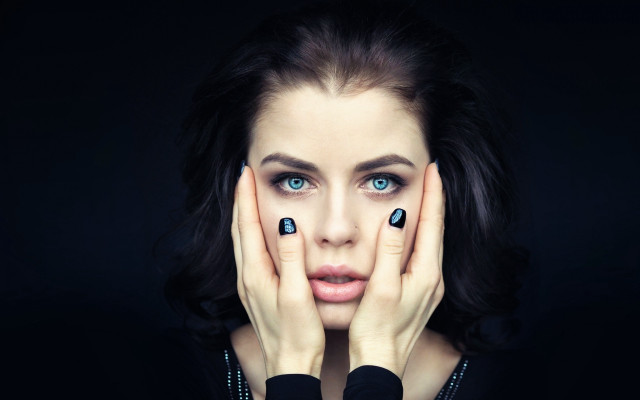 Gothic portrait blueyes blacknails hands free wallpaper - medium preview image