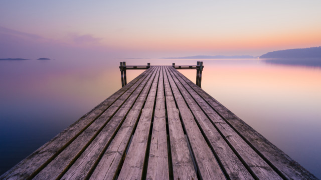 Wooden dock bench sunset pastel free wallpaper - medium preview image
