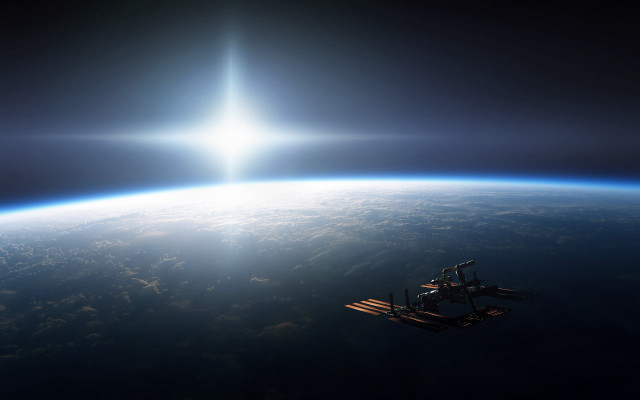 Space station earth sunlight beam #2 free wallpaper - medium preview image