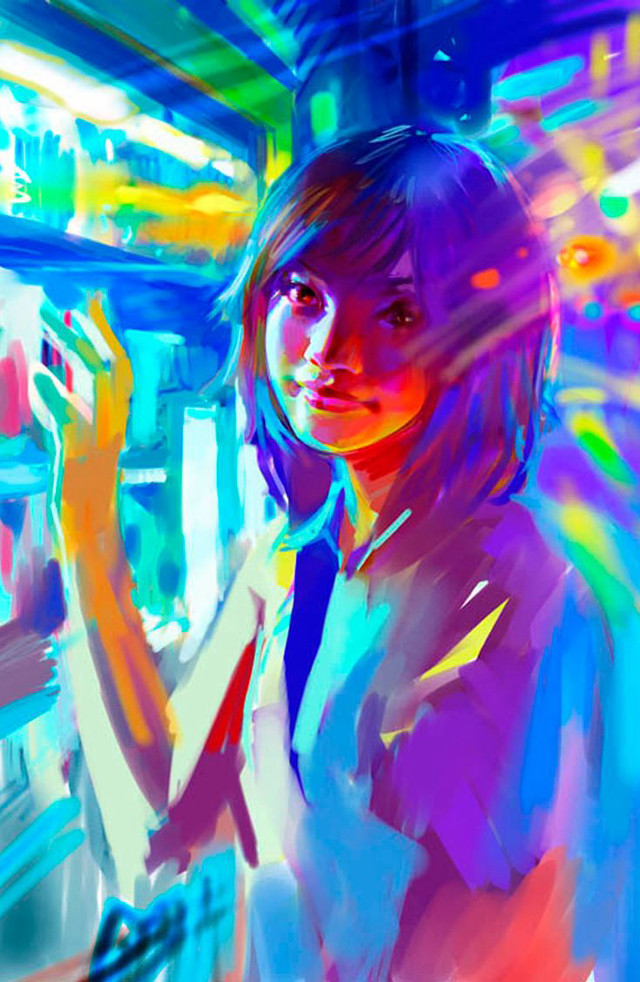 Woman brightly lit room phone free wallpaper - medium preview image